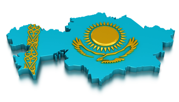 Территория Казахстана с флагом