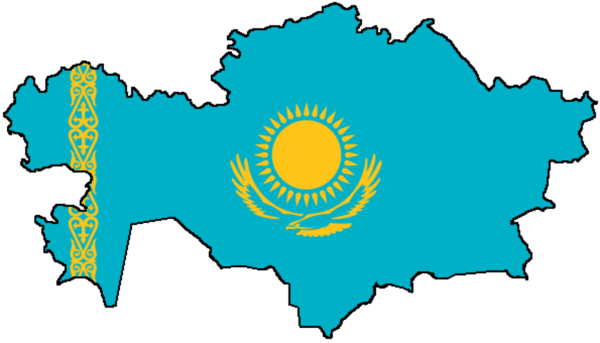 Казахстан на карте с флагом
