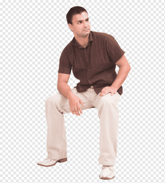 Человек сидит на белом фоне