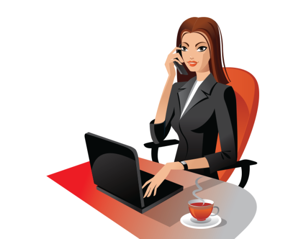 Девушка в офисе мультяшная