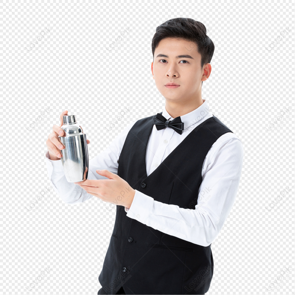 Бармен на белом фоне