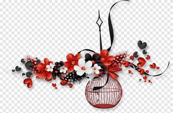 Цветочные элементы на прозрачном фоне