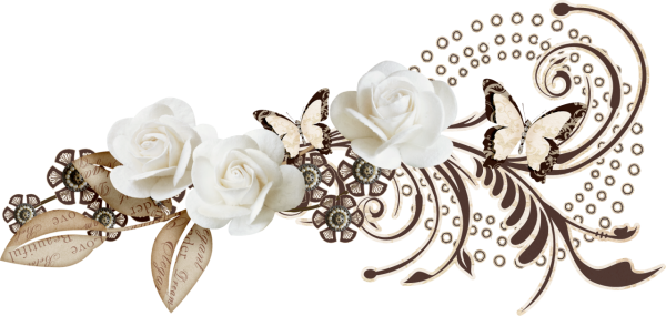 Цветочный орнамент на прозрачном фоне