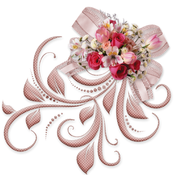 Цветочный орнамент на прозрачном фоне