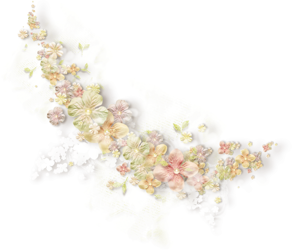 Нежные цветочки на прозрачном фоне