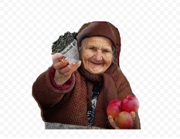 Бабка на белом фоне