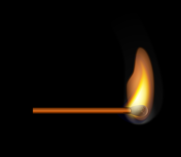 Сгоревшая спичка без фона