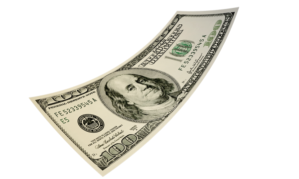 Доллар на белом фоне