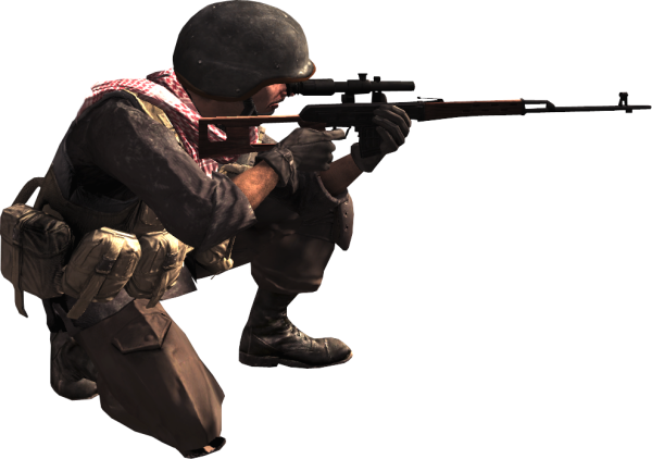 Снайпер на белом фоне