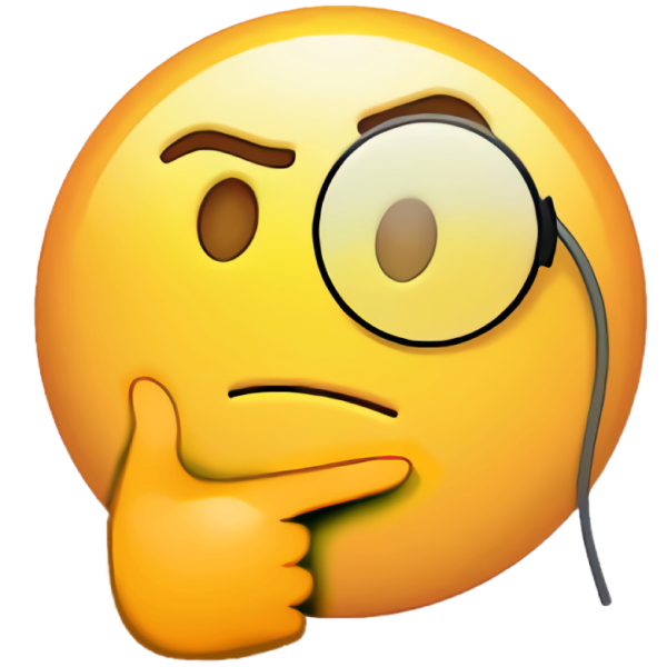 Задумчивый смайлик на прозрачном фоне
