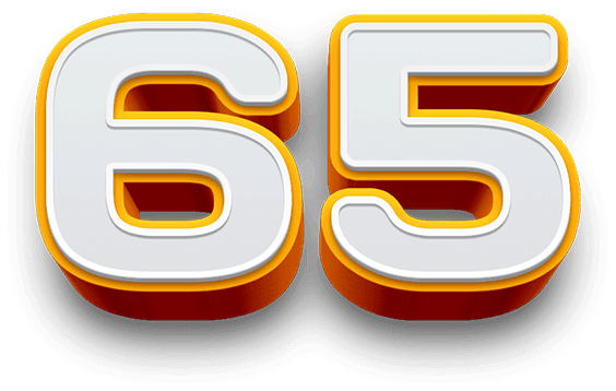 Цифра 65 на прозрачном фоне