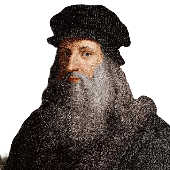 Леонардо да Винчи на белом фоне