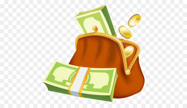 Кошелек с деньгами на прозрачном фоне