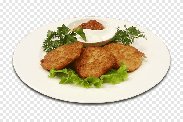 Картофельные оладьи на белом фоне