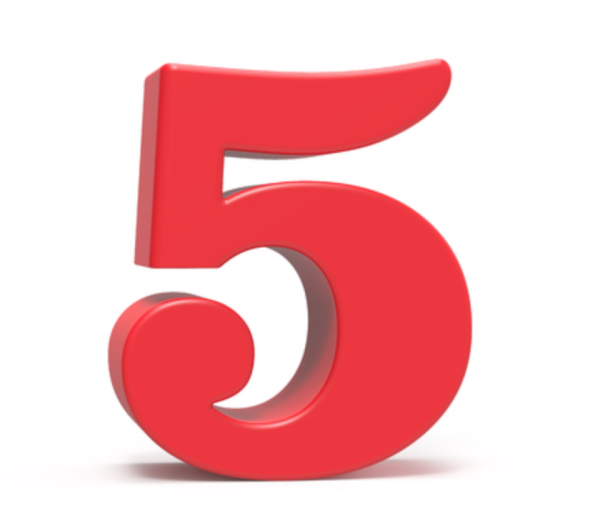 Цифра 5 красного цвета