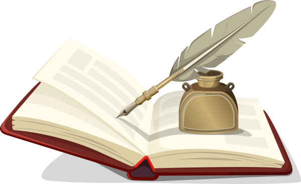 Открытая книга с пером