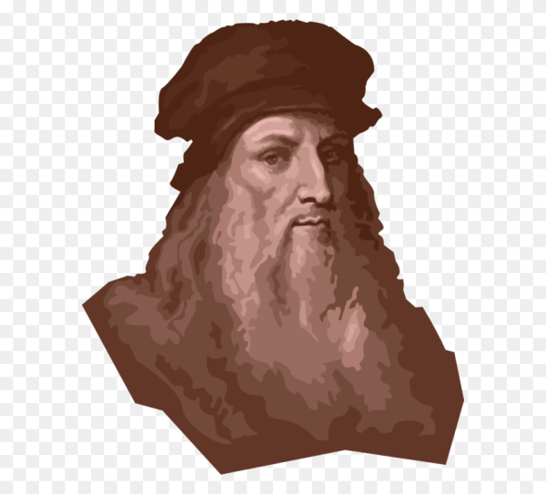 Леонардо Давинчи на белом фоне