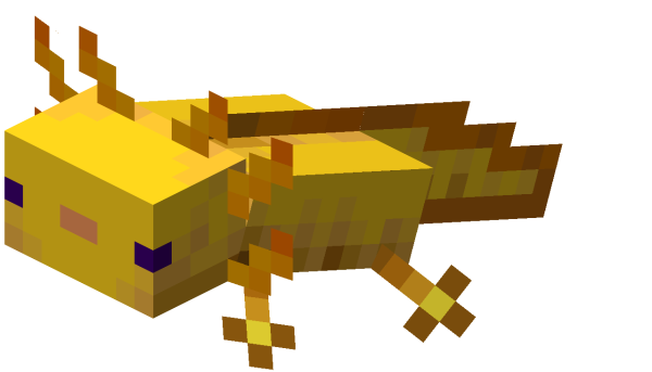 Жёлтый аксолотль в МАЙНКРАФТЕ