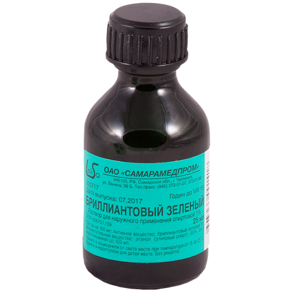 Бриллиантовый зеленый р-р спирт. 1% Фл. 25 Мл