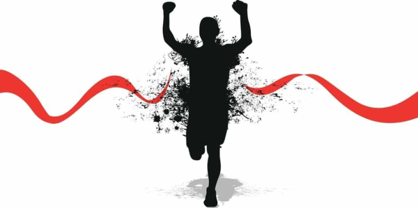 Спортсмены на финише силуэт