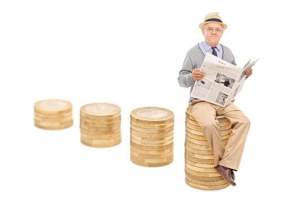 Пенсия на белом фоне