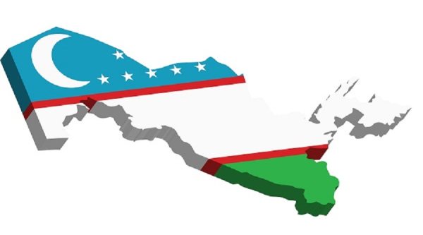 Flag Map of Узбекистан