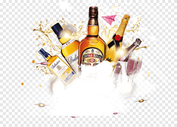 Алкогольные напитки на прозрачном фоне