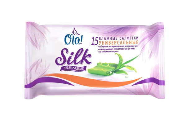 Ола влажные салфетки антибактериальные 15шт Silk