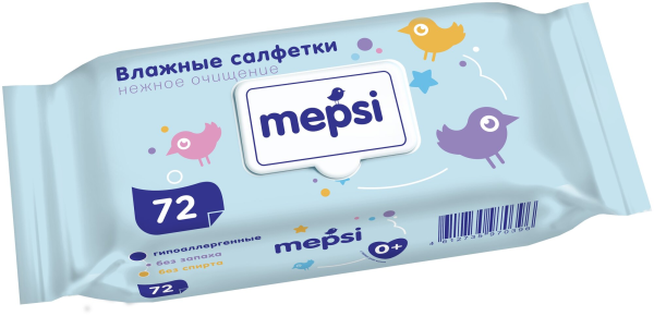 Влажные салфетки gentle Care Ромашка детские Mepsi 72 шт.