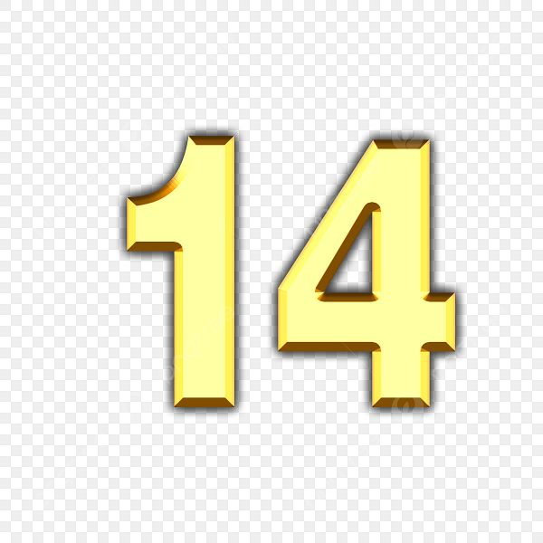 Цифра 14 на белом фоне
