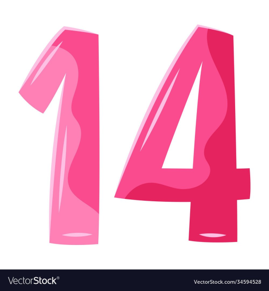 Цифра 14 цветная