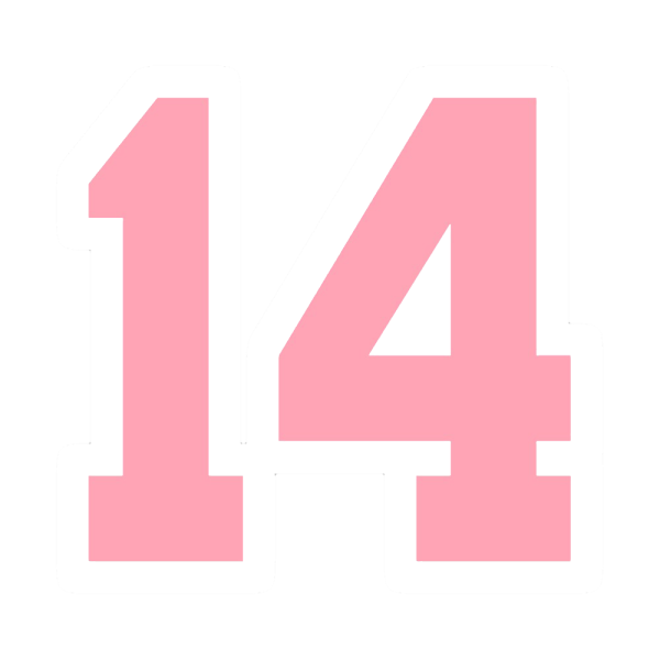 Цифра 14 розовая