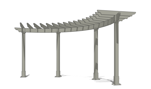 Пергола "Радуга" радиусная со скамейкой (ширина 3000, длина 6000)