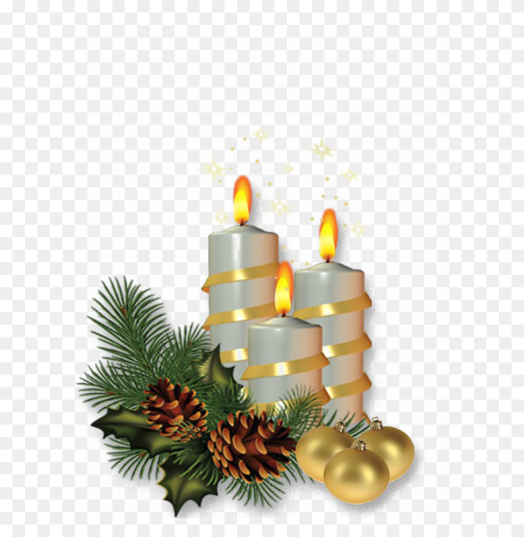 Новогодние свечи на белом фоне
