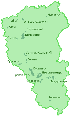 Кемеровская область Кузбасс карта