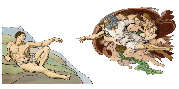 Микеланджело адам и ева