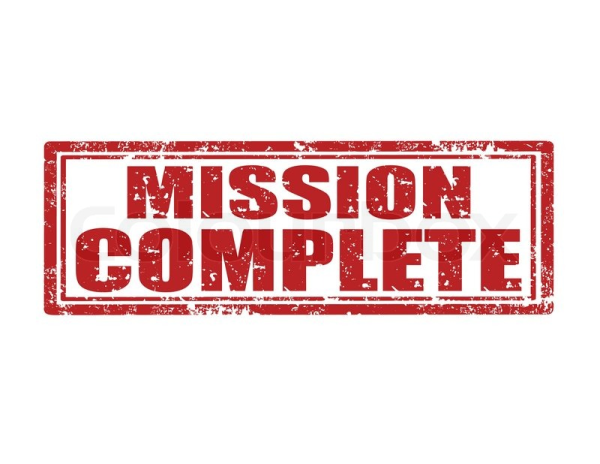 Надпись Mission complete