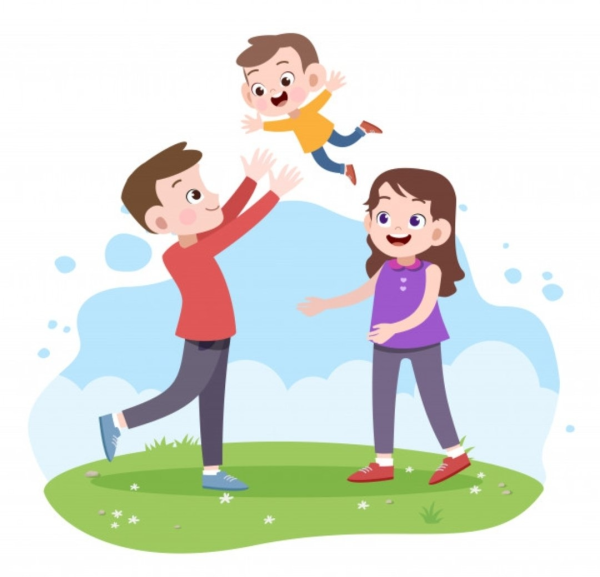 Спортивная семья на прозрачном фоне
